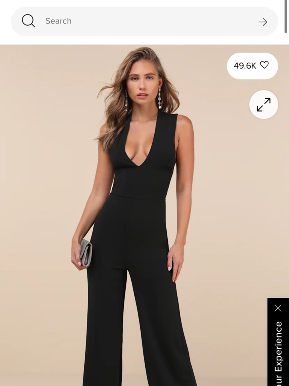 Lulu’s Black Deep V-Neck Wide Leg Jumpsuit (Never worn with tags)